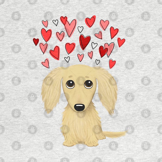 Cute Dog | Longhaired Cream Dachshund with Hearts by Coffee Squirrel